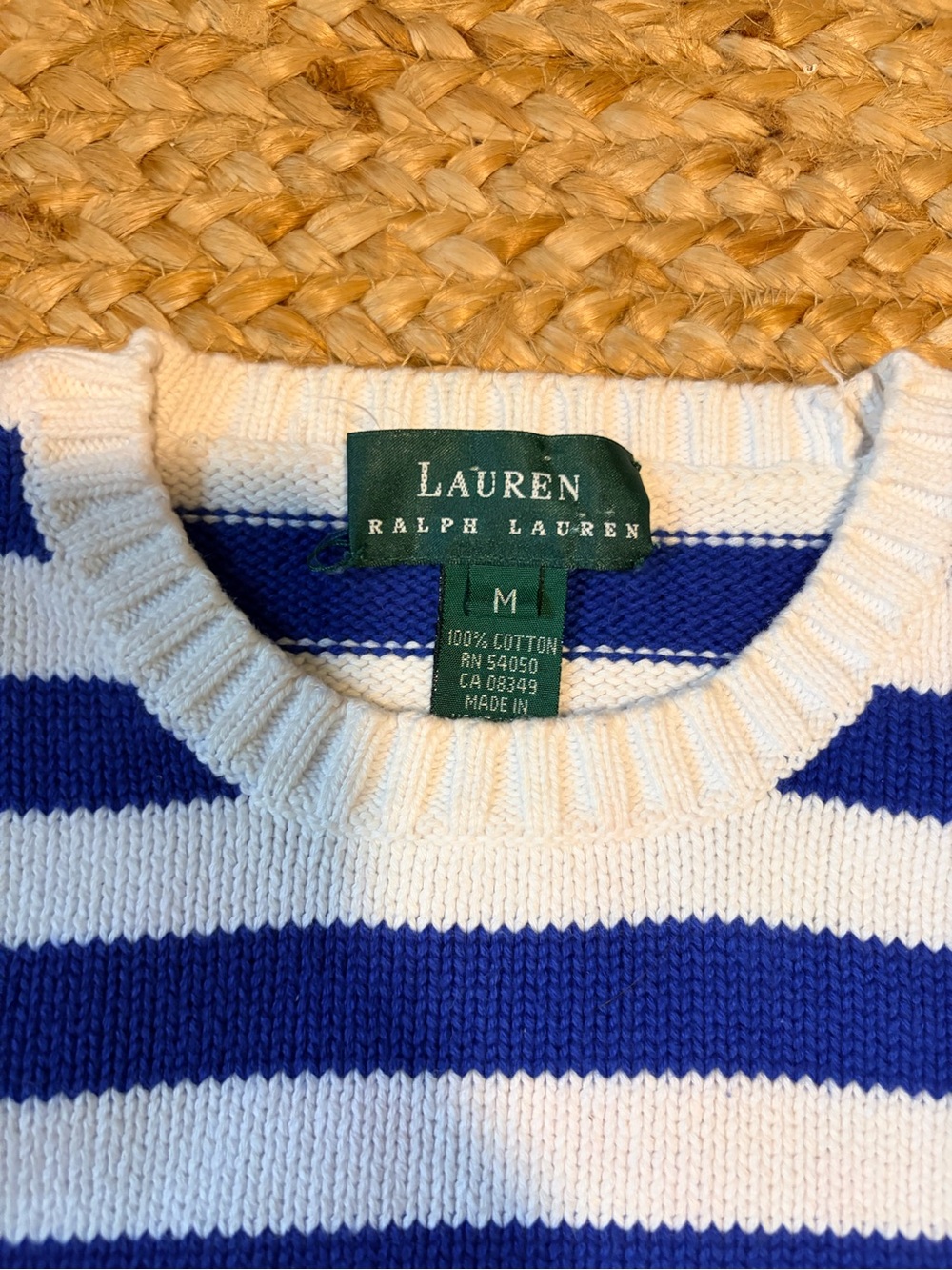 Lauren Ralph Lauren Blue & White Striped Crewneck Sweater - Picture 3 of 4